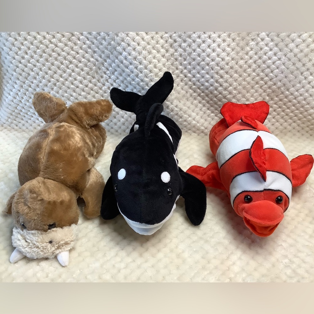 DREAM and CALTOY Set of Three Marine Life Plush Hand Puppets Stuffed Animal Toys